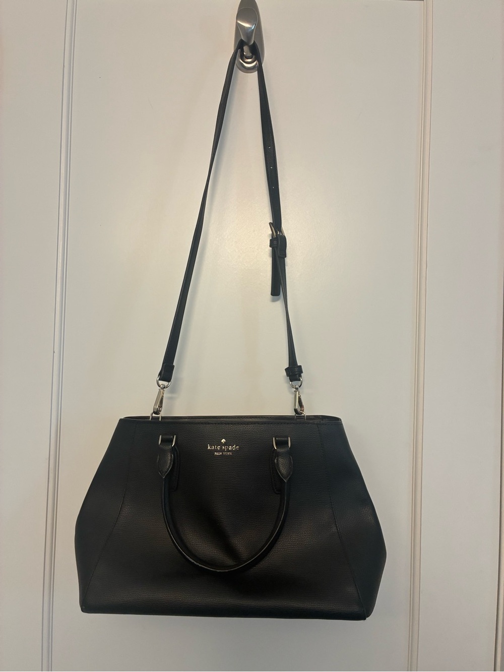 kate spade Black Leather Satchel with Removable Shoulder Strap